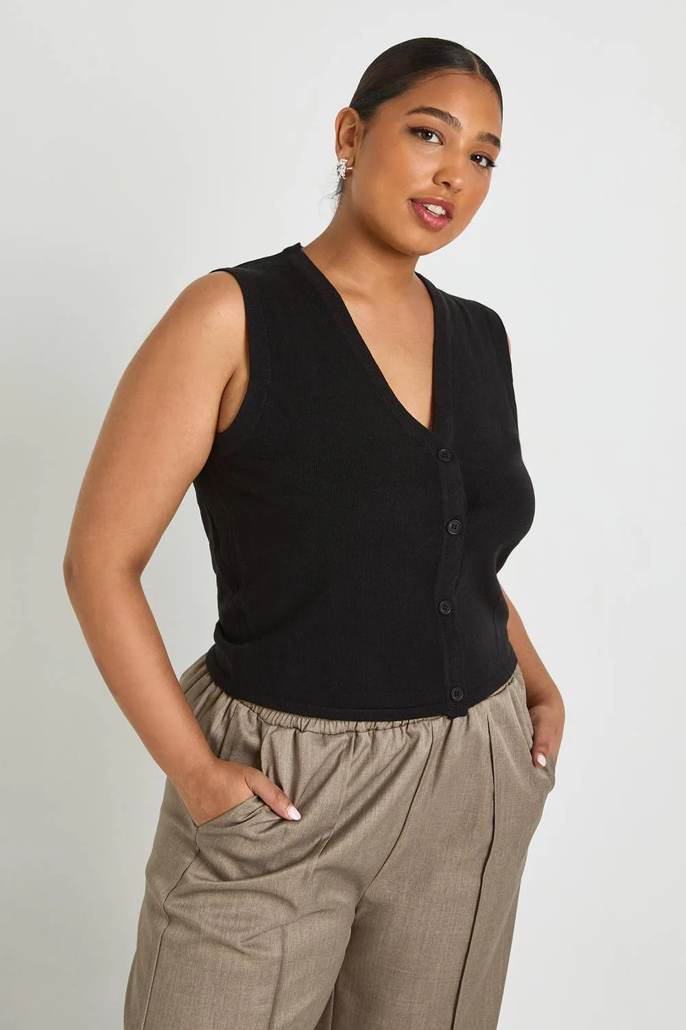Lightweight Button Through Waistcoat by boohoo