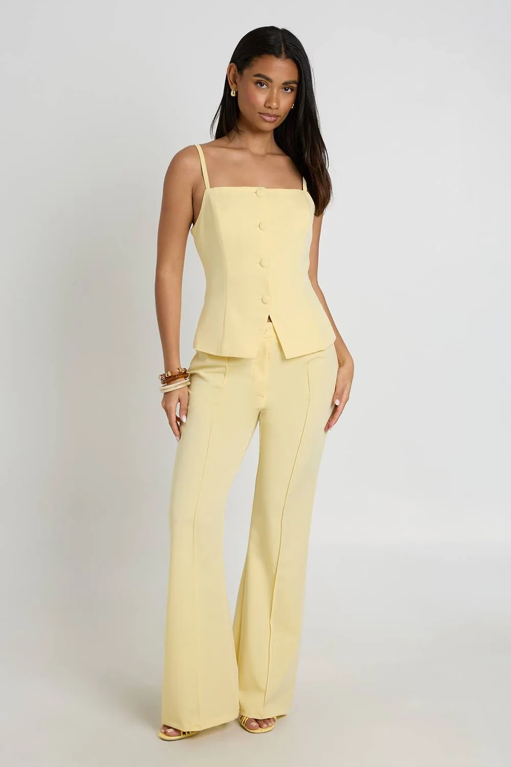 Pintuck Tailored Flares Trouser by boohoo