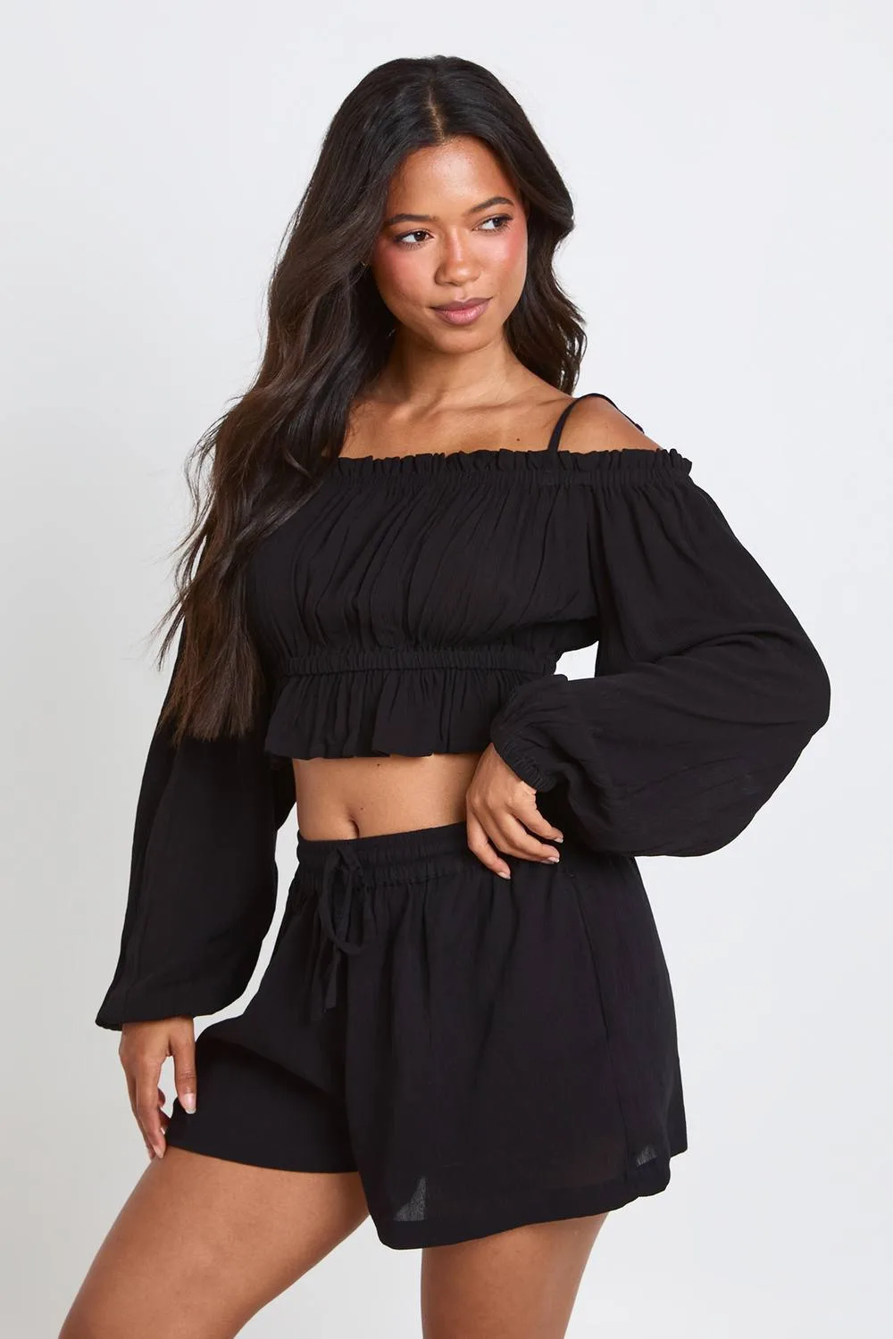 Textured Beach Short by boohoo