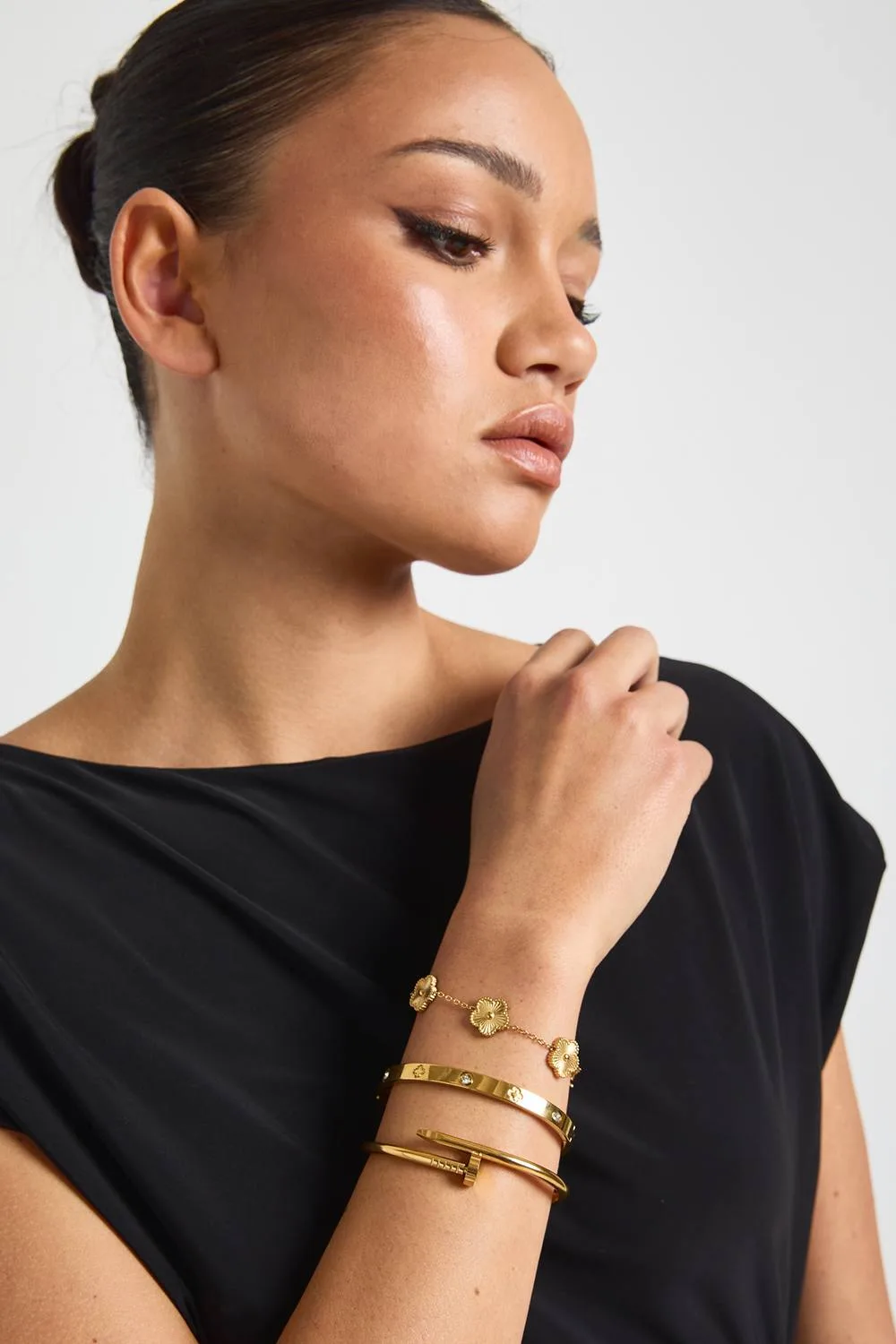 3 Pack Gold Detail Bracelets by boohoo