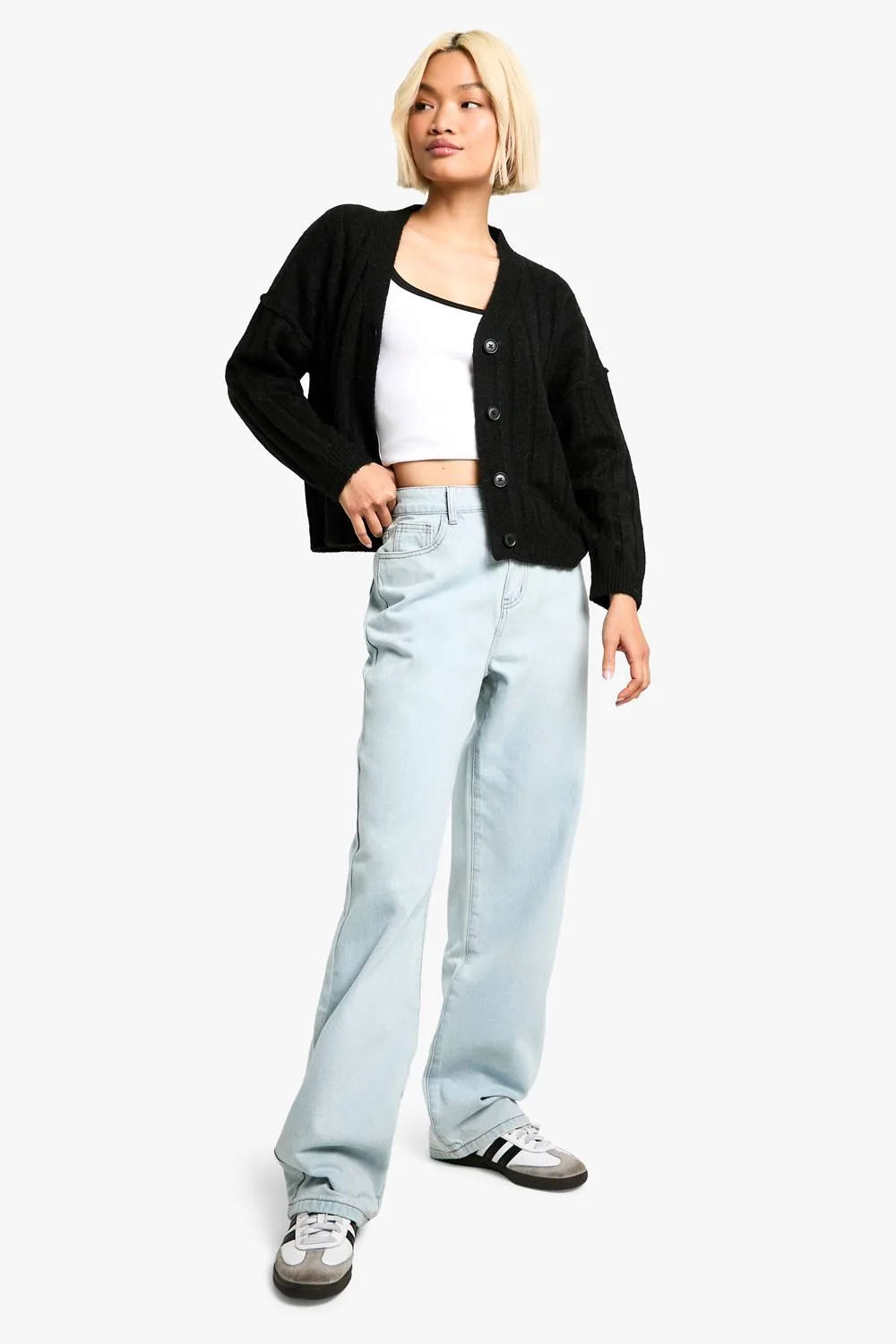 Basics Boyfriend Jeans in Bleach Wash by boohoo