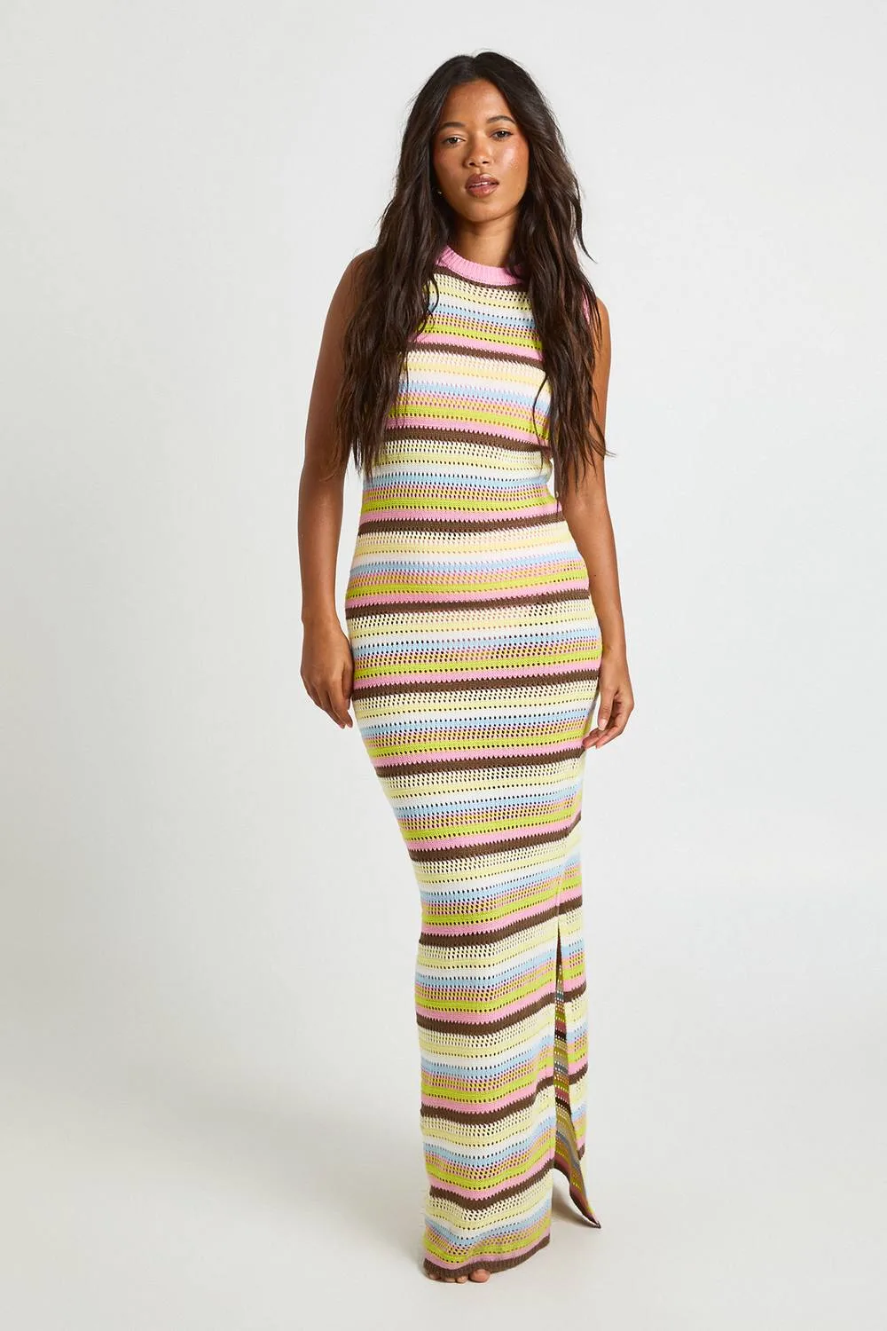 Beach Crochet Racer Knitted Maxi Dress by boohoo