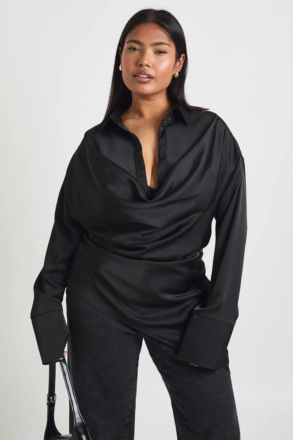 Satin Cowl Neck Shirt
