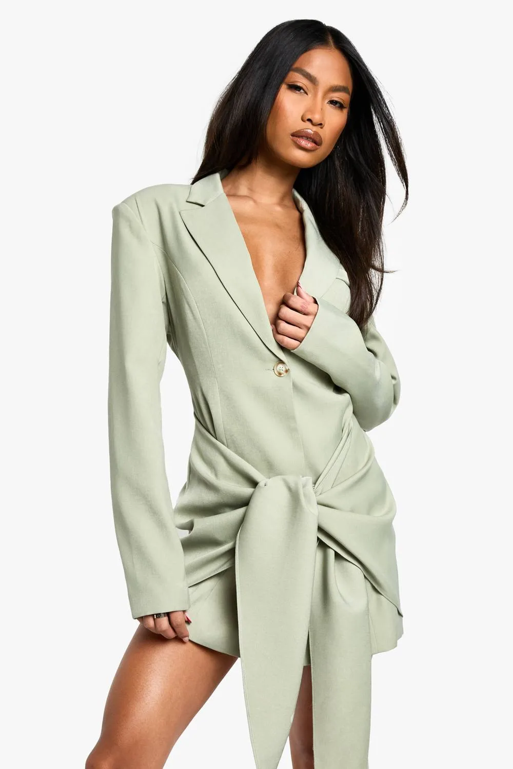 Tailored Structured Wrap Detail Blazer Dress