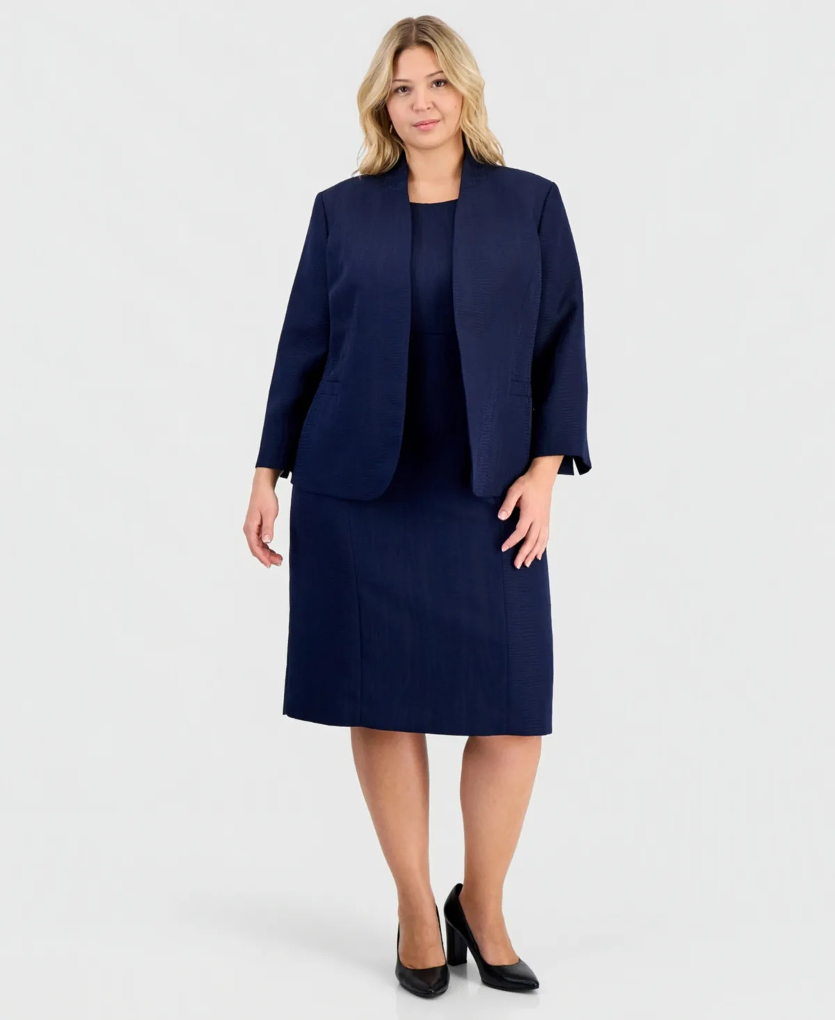 Jacquard Open-Front Jacket 2 Piece Dress Suit by Le Suit