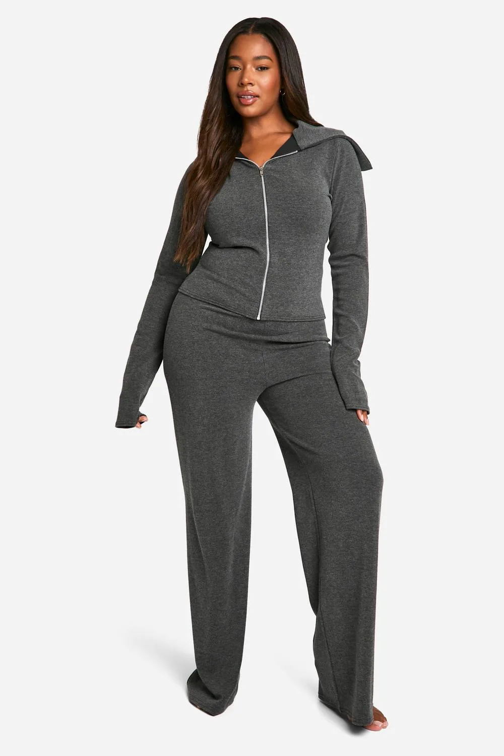 Two Tone Zip Top & Trouser Lounge Set by boohoo