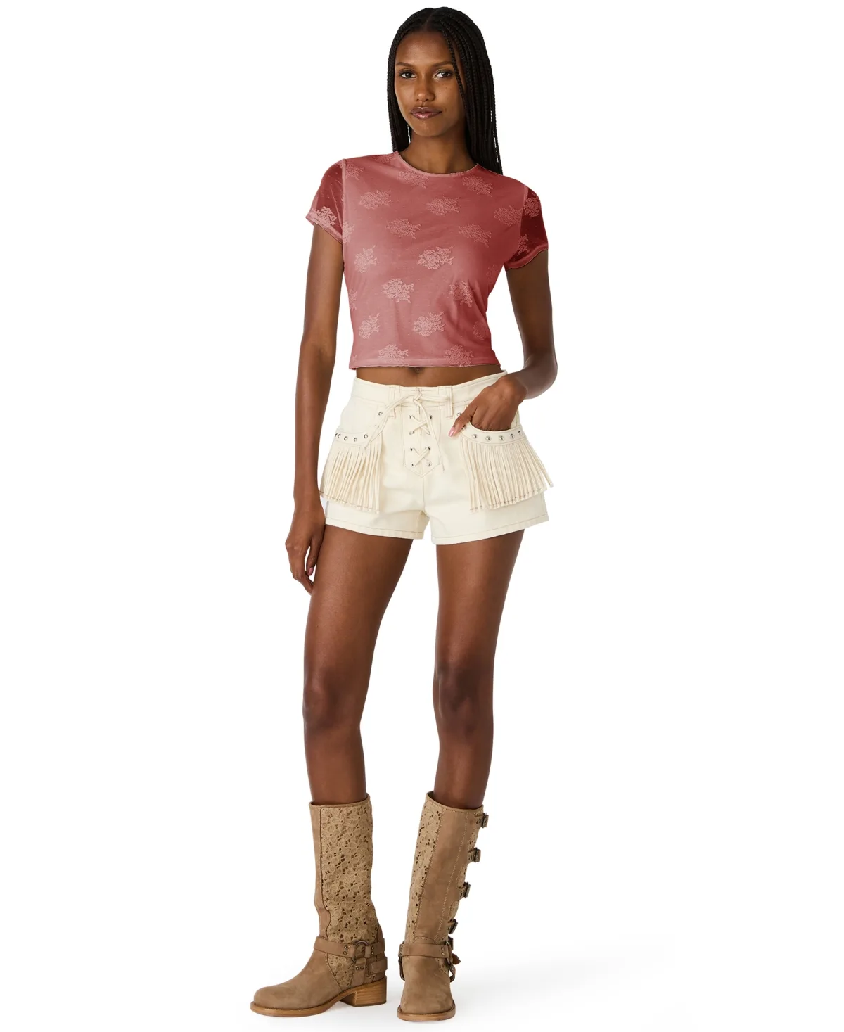 Cropped Round Neck Top by Steve Madden