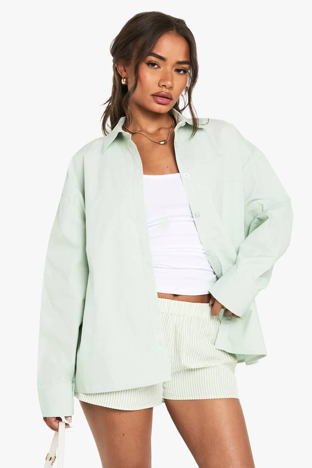 Cotton Poplin Oversized Shirt by boohoo