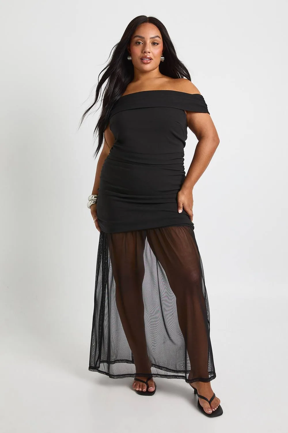 Bardot Ruched Maxi Dress