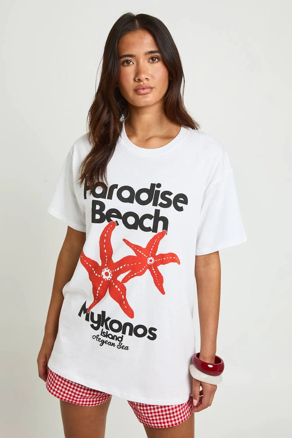 Paradise Beach Printed T-Shirt - Denim by boohoo