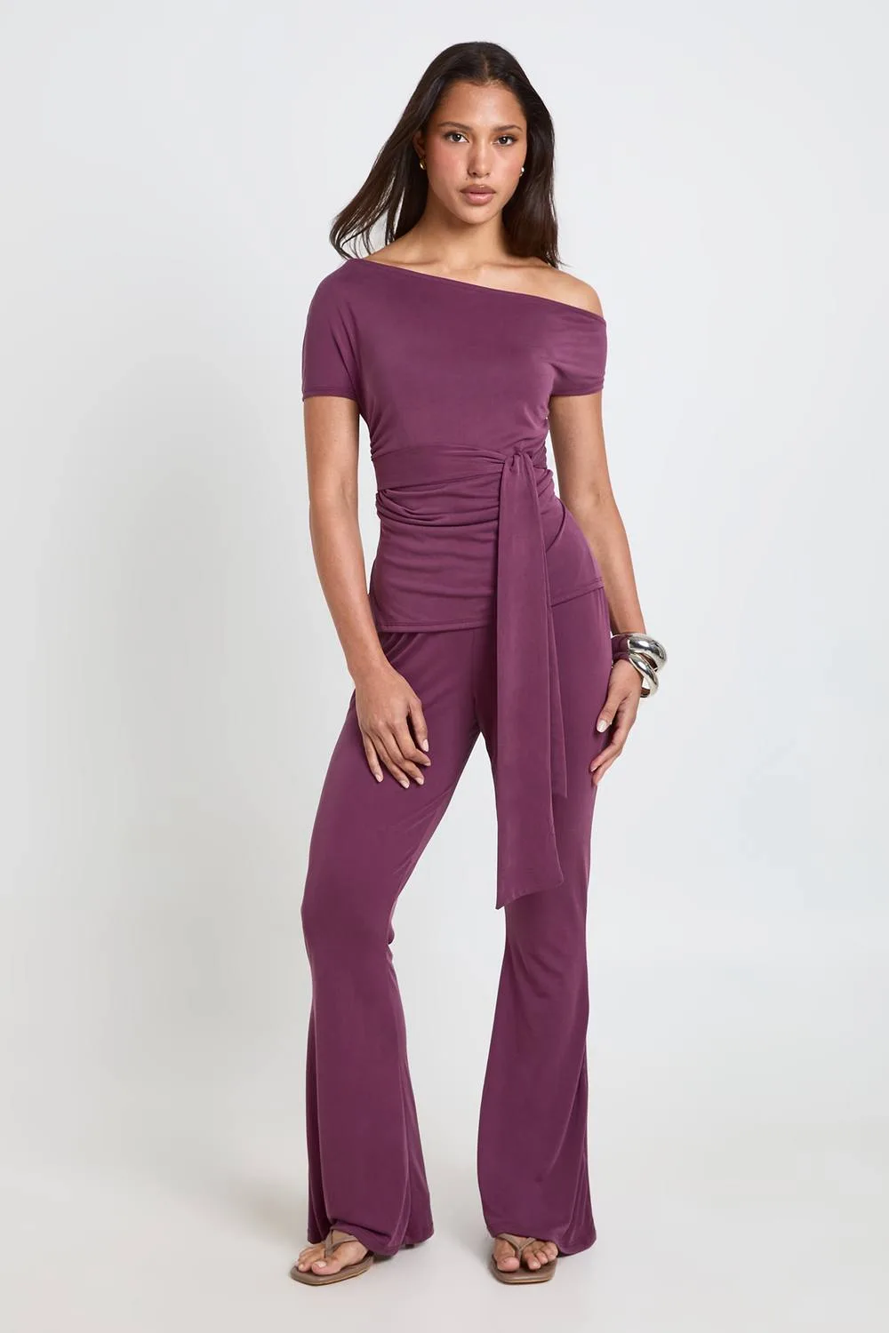 Modal Flare Leg Trouser by boohoo
