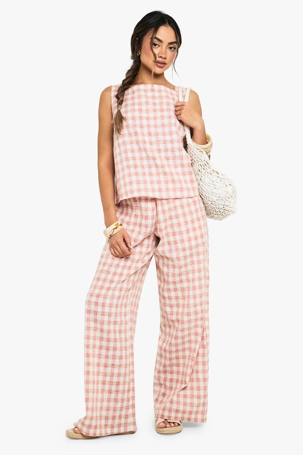 Gingham Woven Boxy Co-Ord - Denim/Cotton/Woven by boohoo
