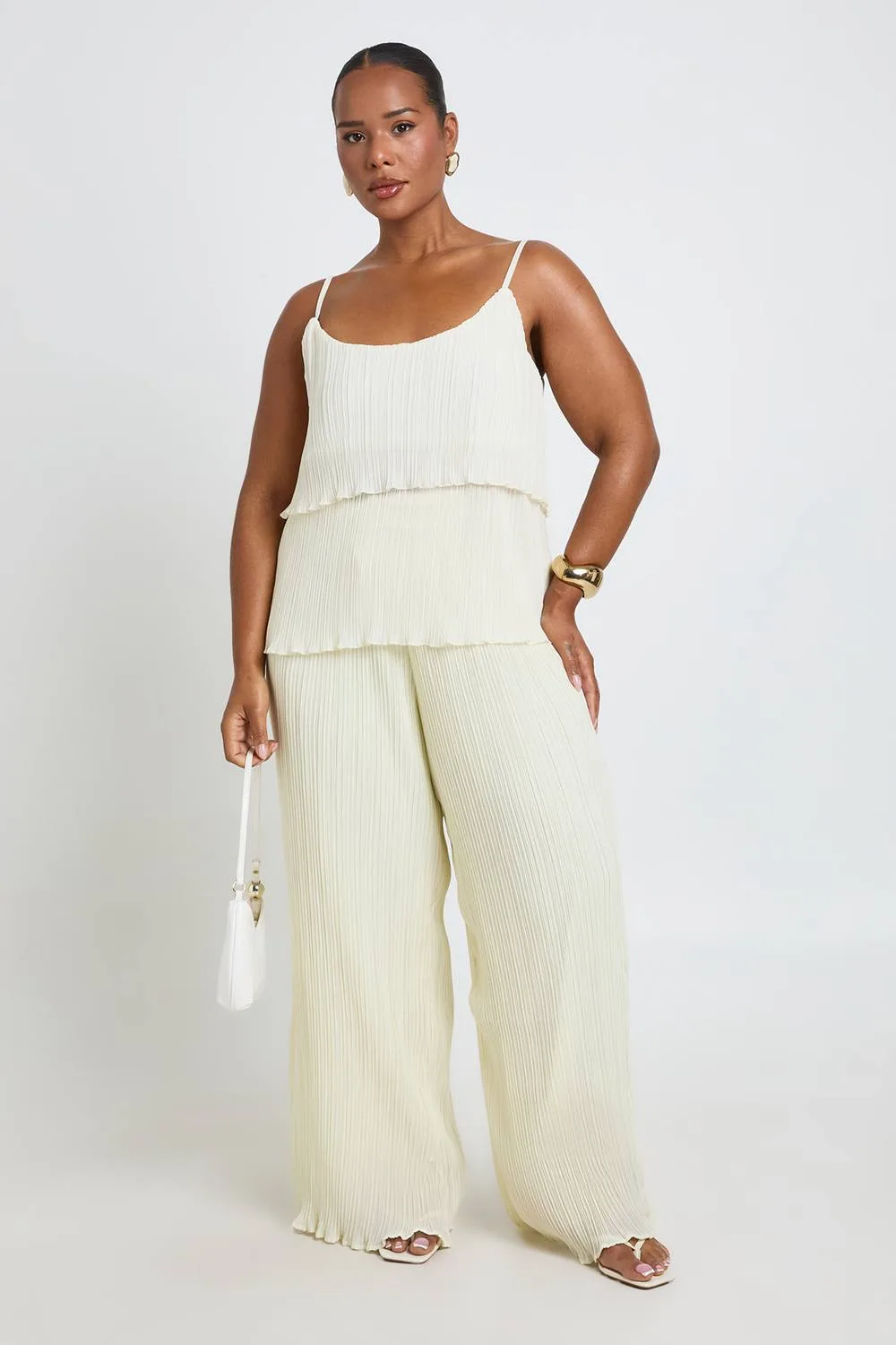 Plisse Wide Leg Trousers by boohoo