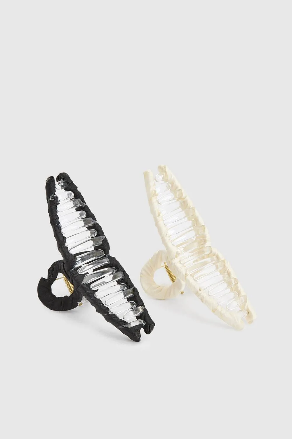 Satin Ruched Claw Clips 2 Pack - Satin/Polyurethane by boohoo