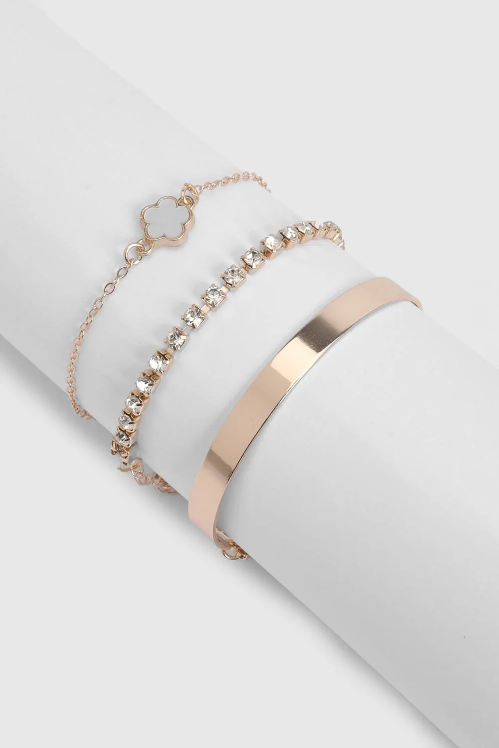 Enamel Flower Bracelets 3 Pack by boohoo