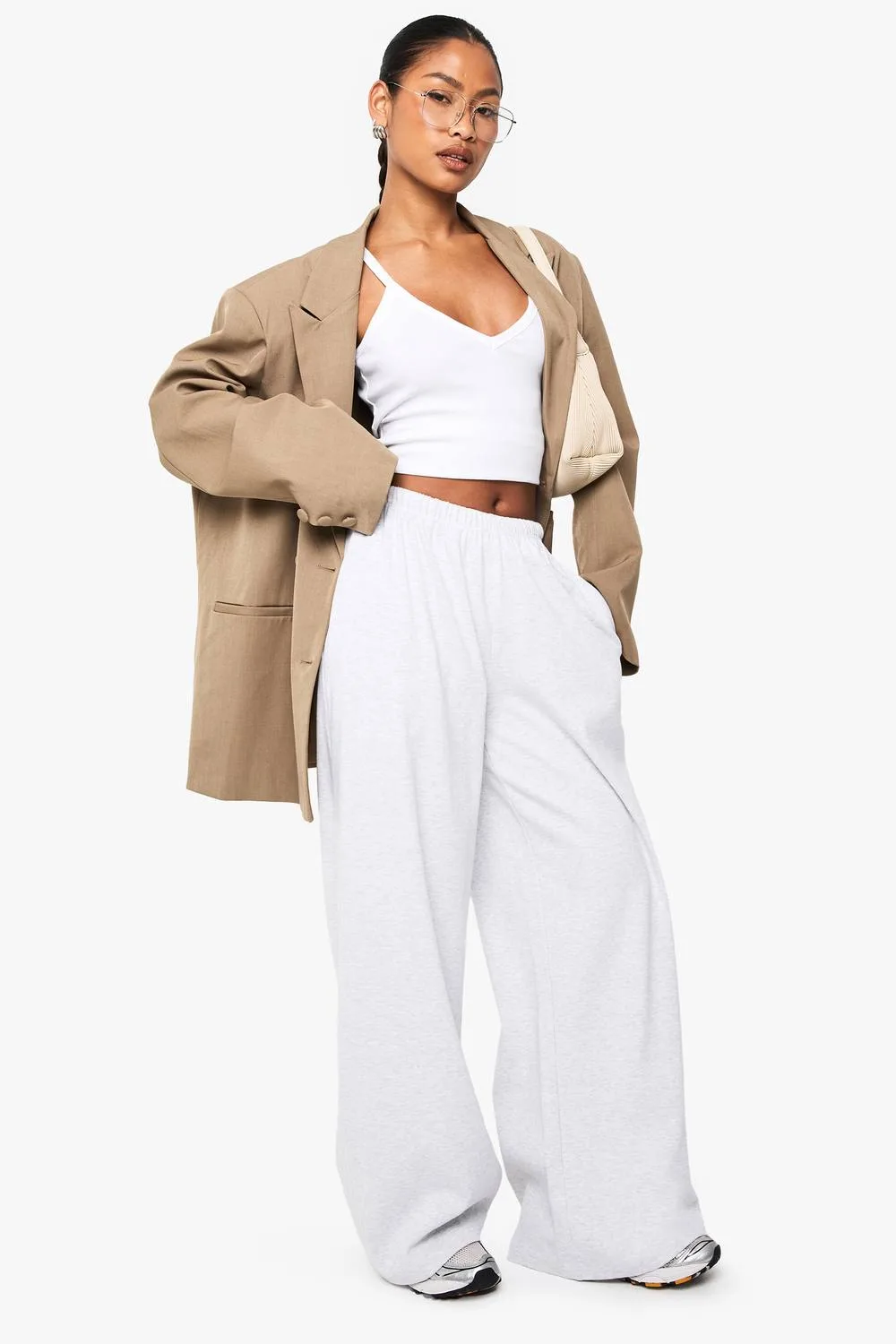 Basic Rib Straight Leg Trouser - Polyurethane by boohoo