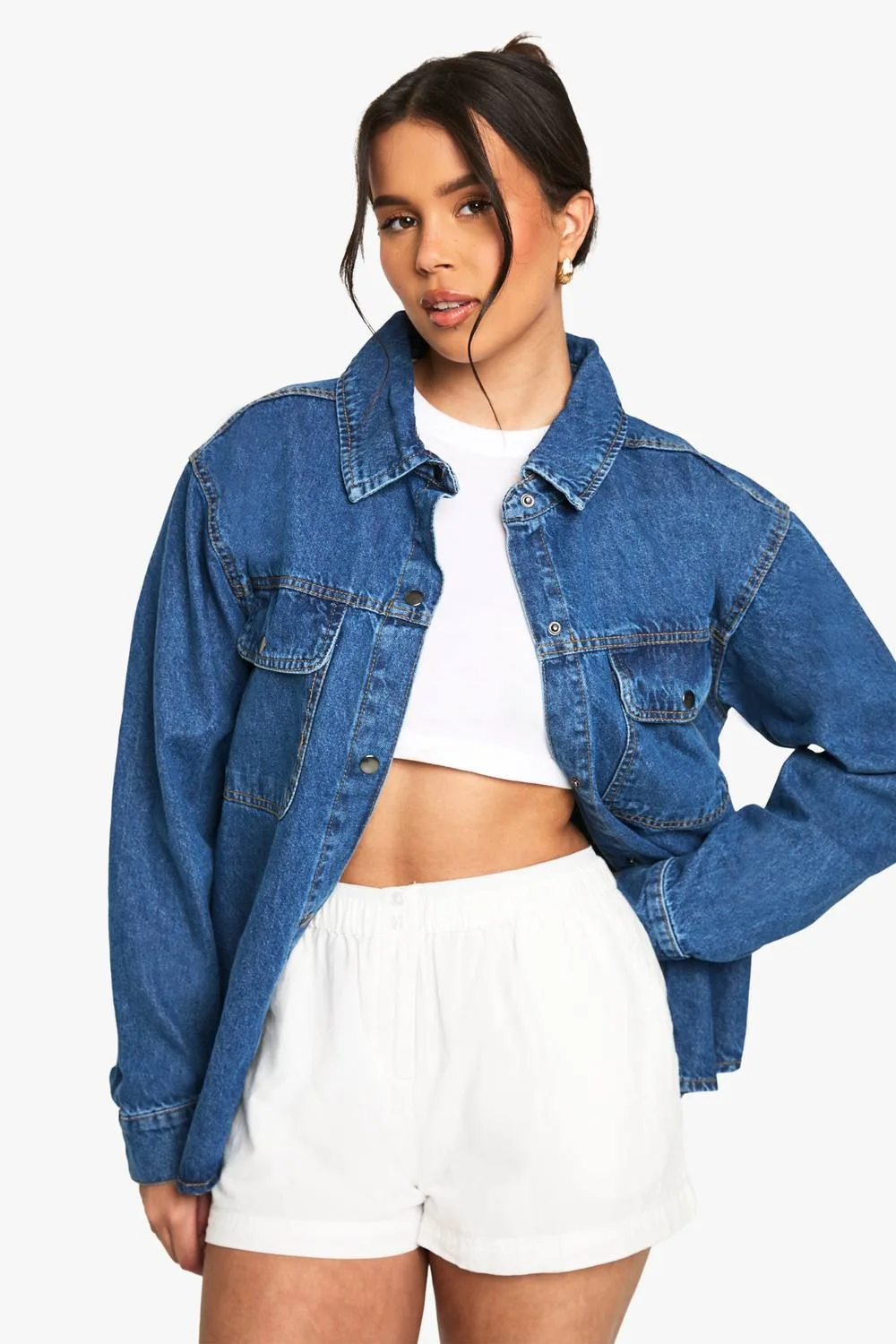 Oversized Denim Shirt by boohoo