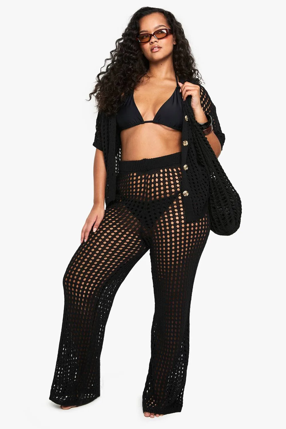 Beach Knit Wide Leg Trouser - Knitted by boohoo