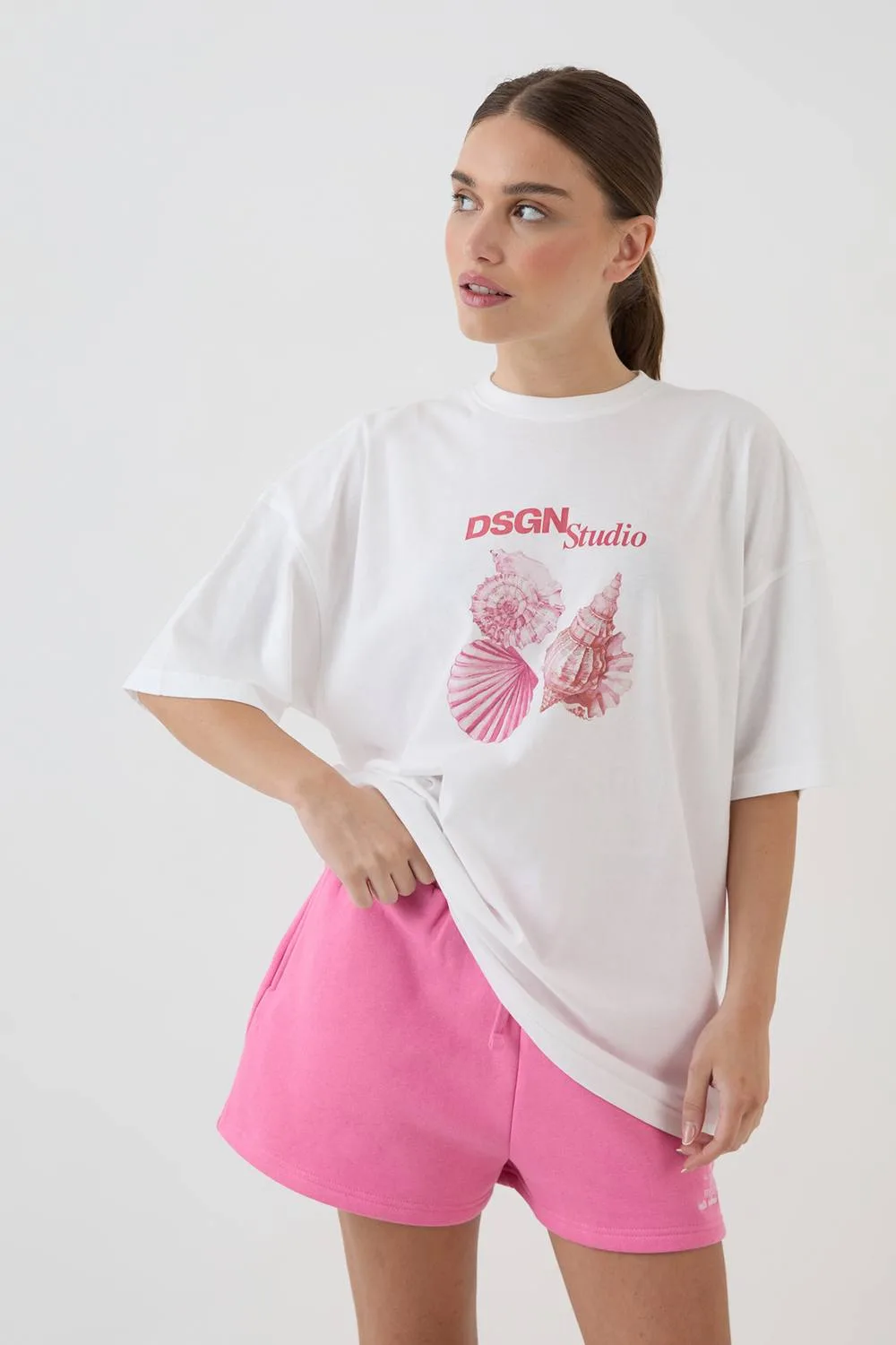 Shell Print Oversized T-Shirt - Denim/Cotton by DSGN Studio