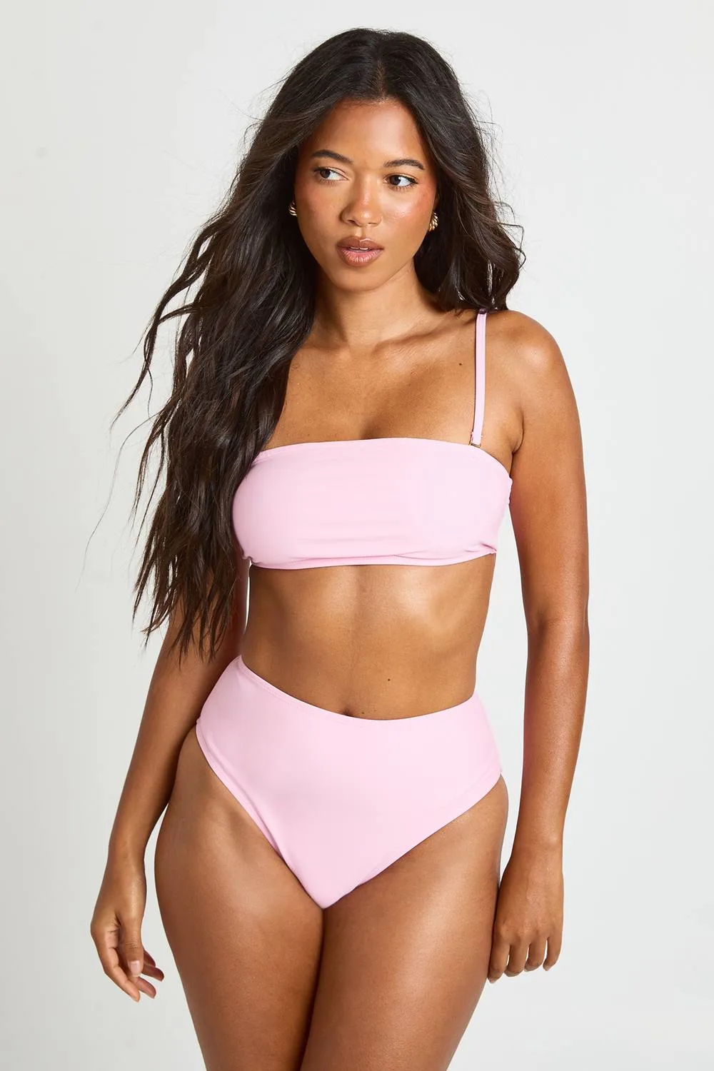 Essentials Detachable Strap Bandeau Bikini Top - Knitted by boohoo