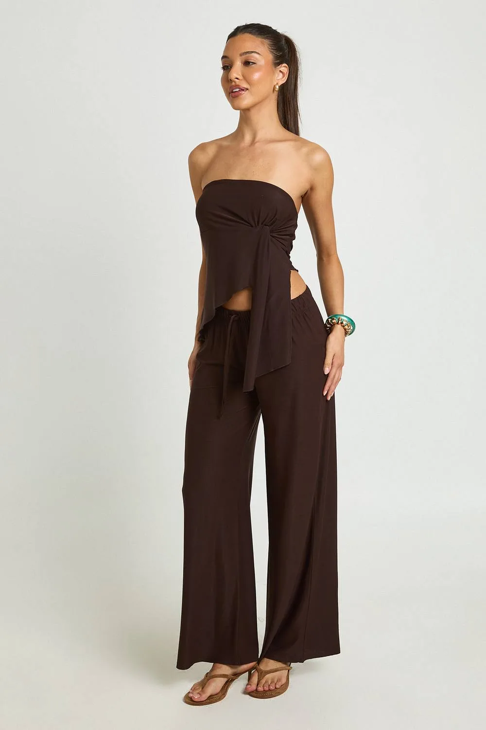 Textured Straight Leg Trouser - Satin/Polyurethane by boohoo