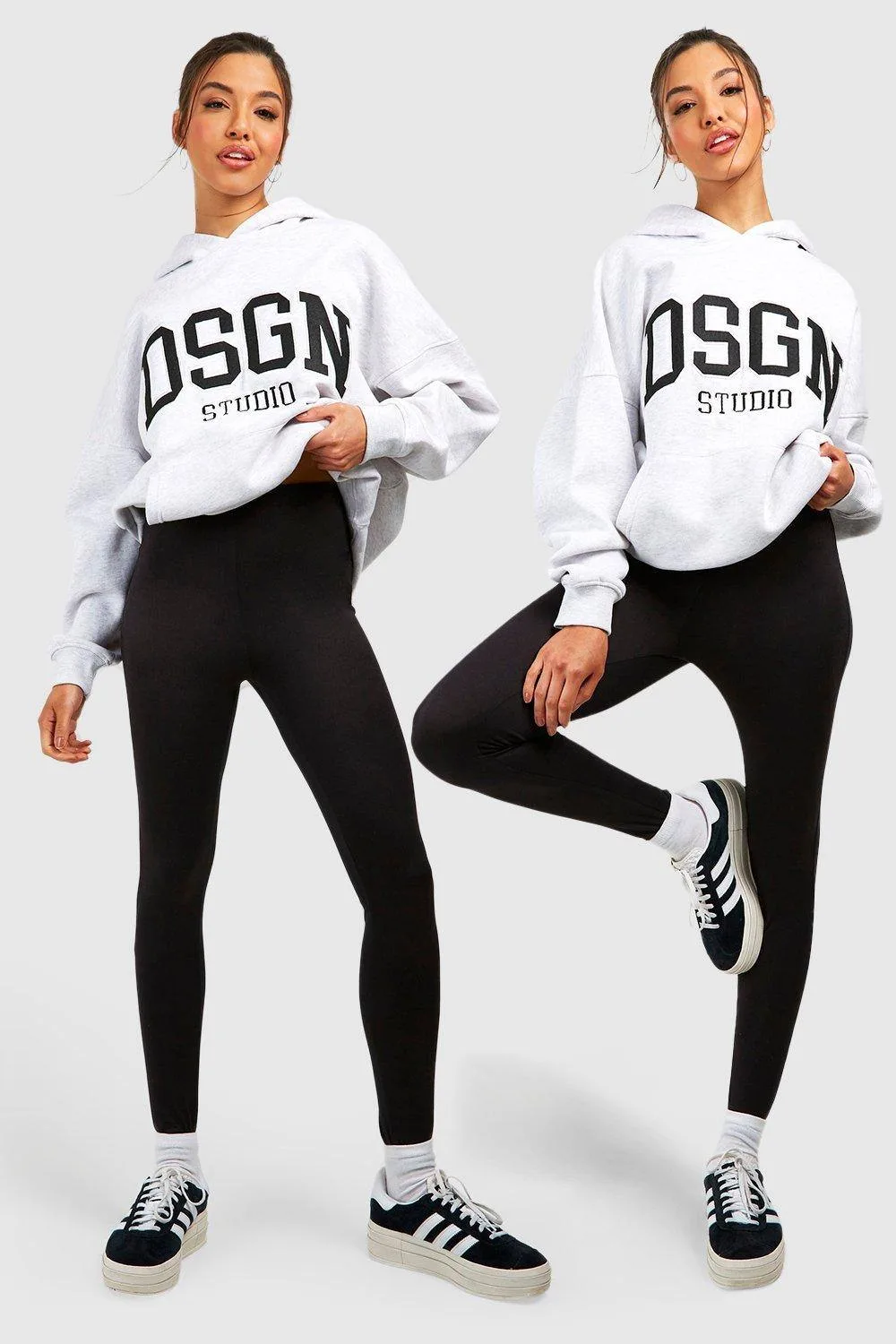Basics 2 Pack High Waisted Core Jersey Leggings Pants - Knitted by boohoo