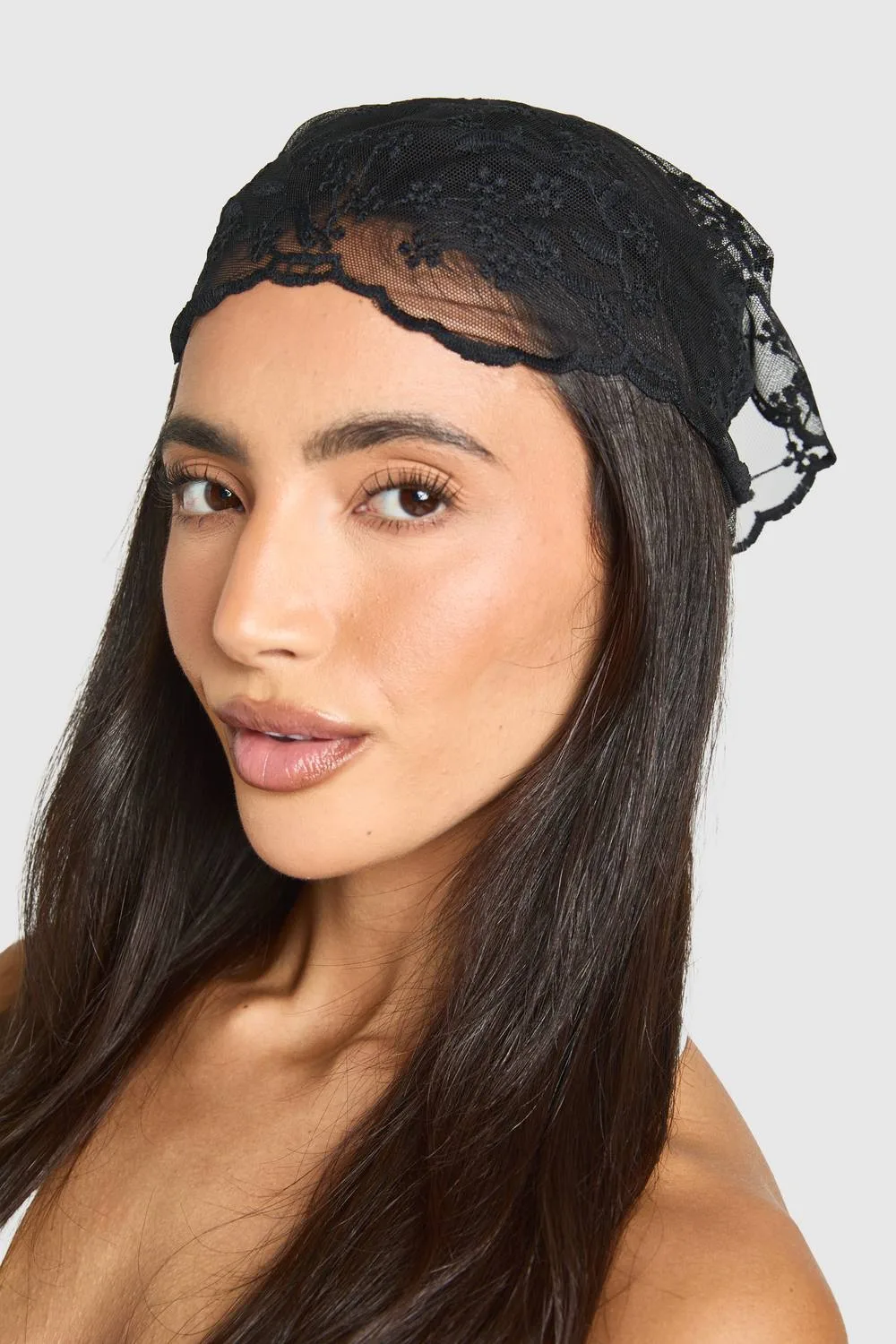 Lace Triangle Head Scarf - Polyurethane by boohoo
