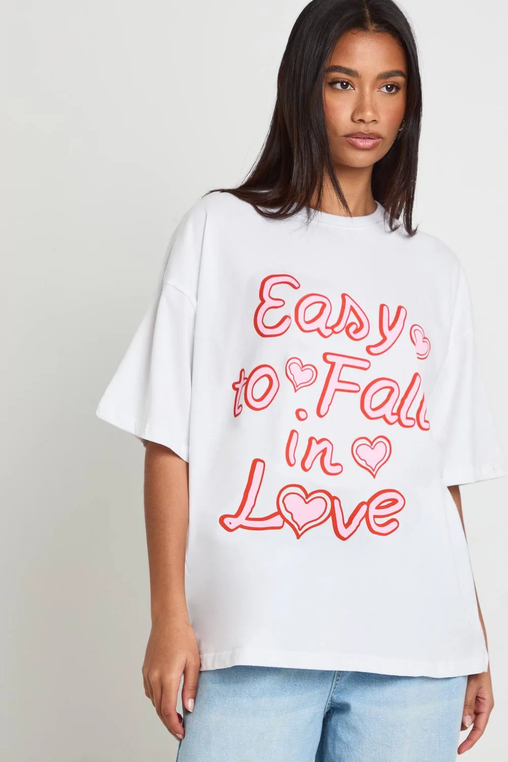 Easy to Fall in Love Printed T-Shirt - Denim/Cotton
