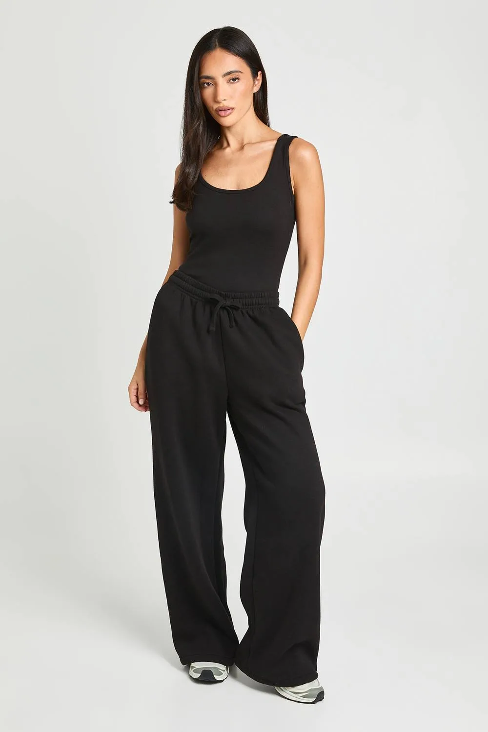 Scoop Neck Thong Bodysuit & Straight Leg Jogger Tracksuit by boohoo