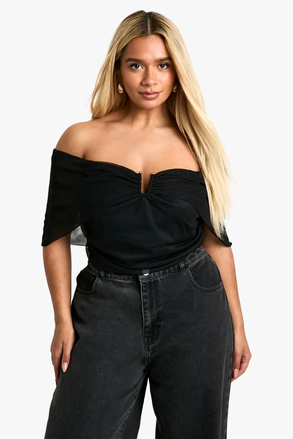 Trim Detail Bardot Stretch Bodysuit - Polyurethane by boohoo