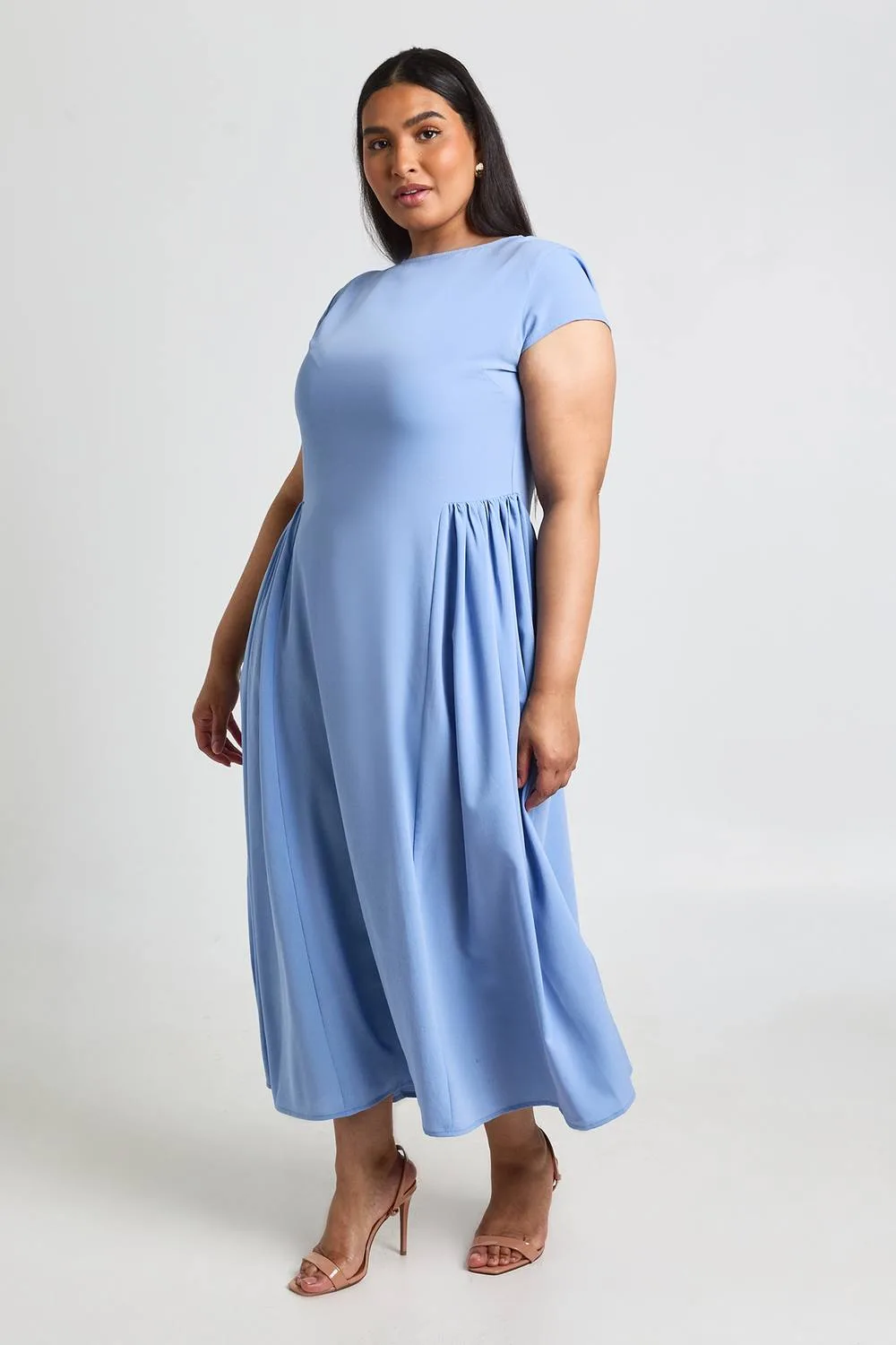 Textured Volume Skirt Midaxi Dress - Polyurethane by boohoo