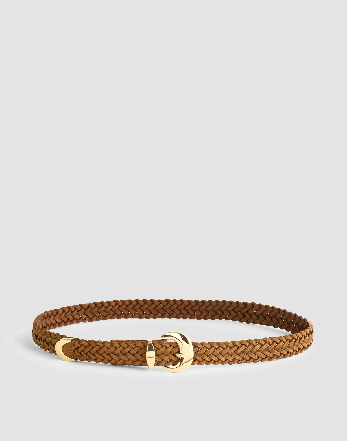 Domed-Buckle Belt in Woven Suede