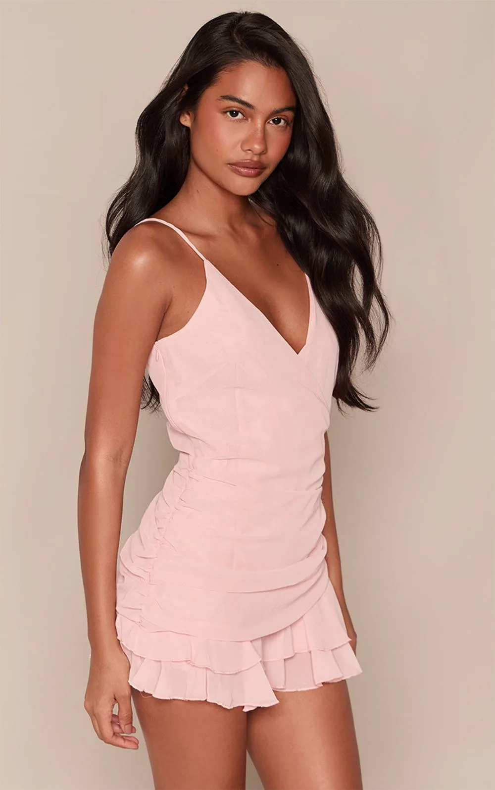 V Neck Frill Playsuit by PrettyLittleThing