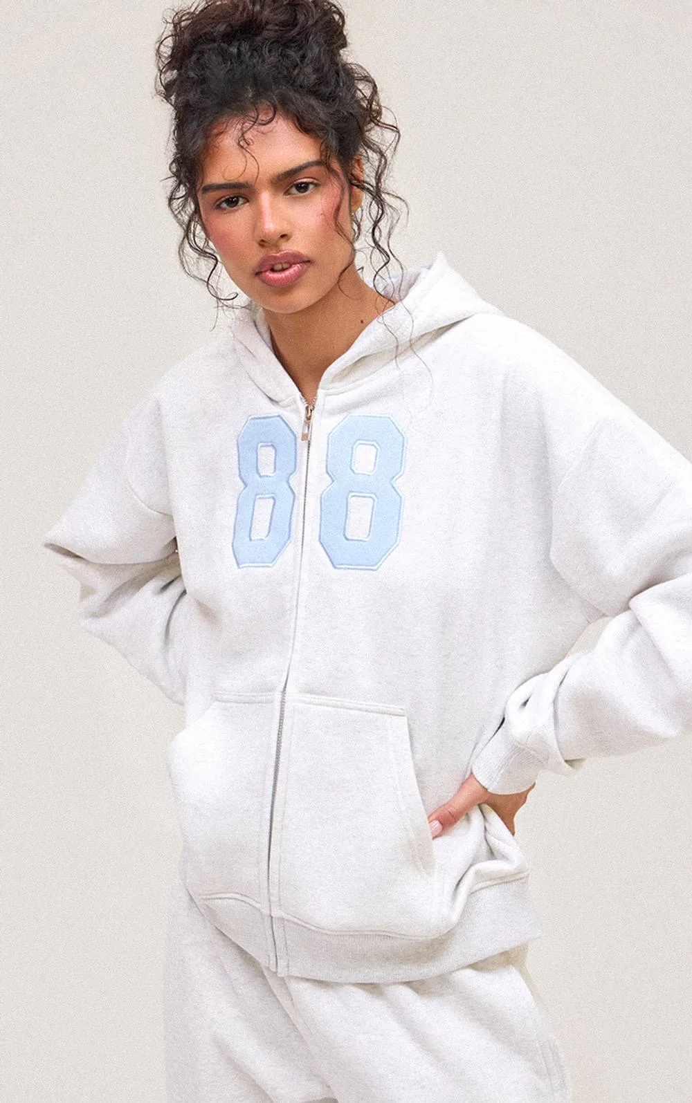 88 Print Zip Up Hoodie by PrettyLittleThing