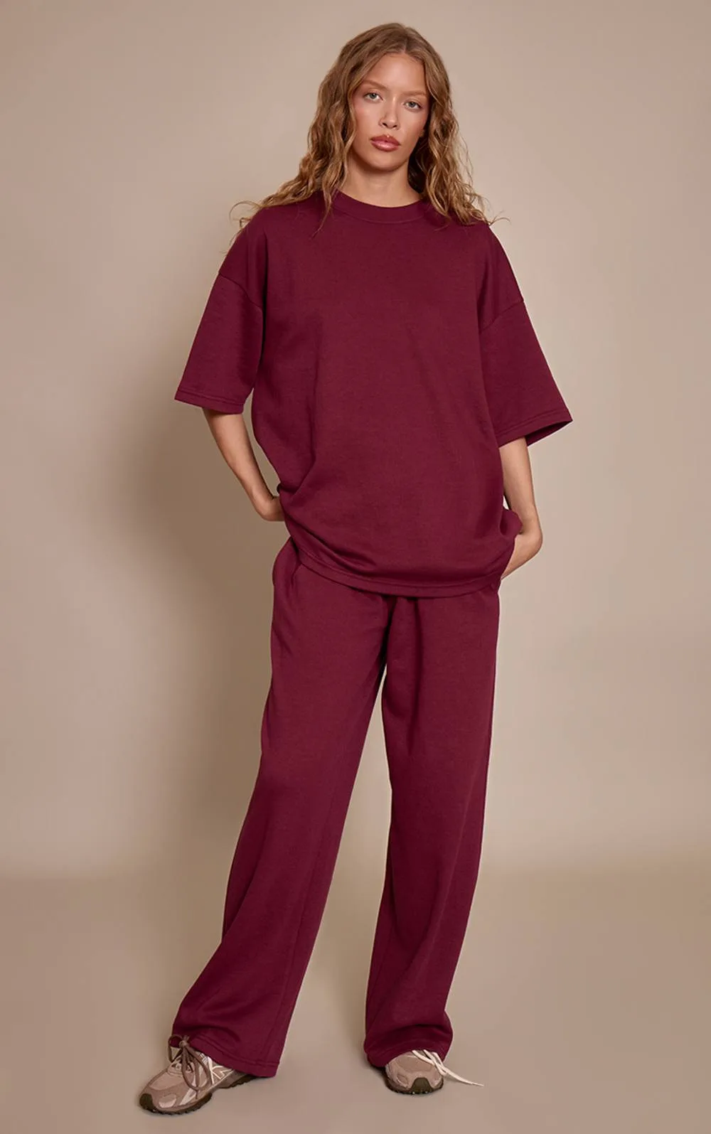 Jersey Mid Rise Wide Leg Pants Co-Ord by PrettyLittleThing
