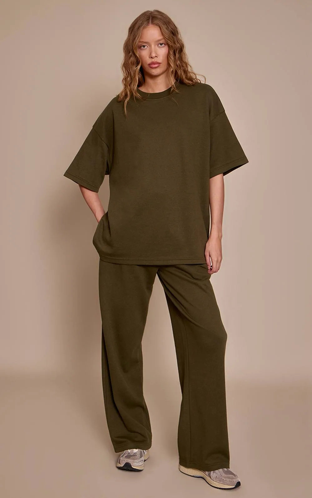 Jersey Mid Rise Wide Leg Pants Co-Ord