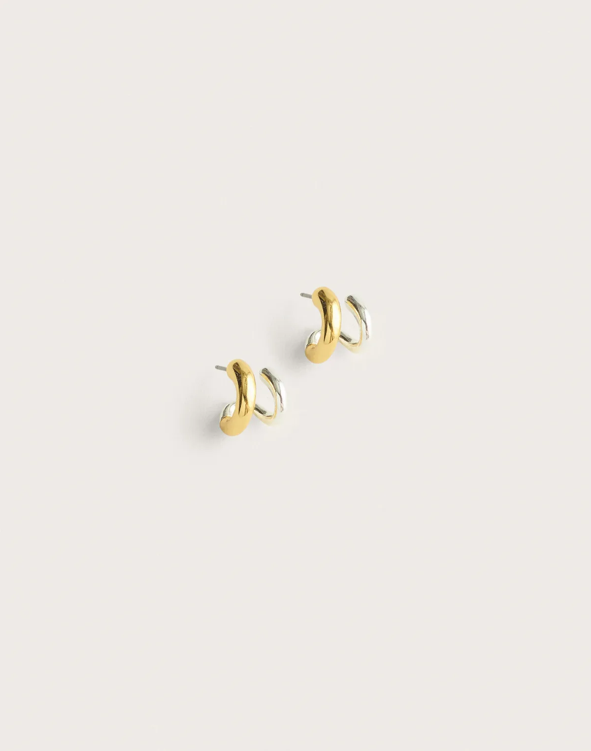 Mixed-Metal Sculptural Double-Hoop Earrings by MW