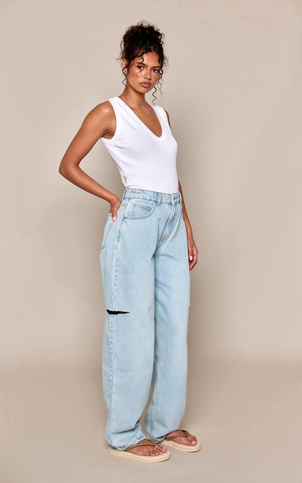Thigh Split Boyfriend Jeans