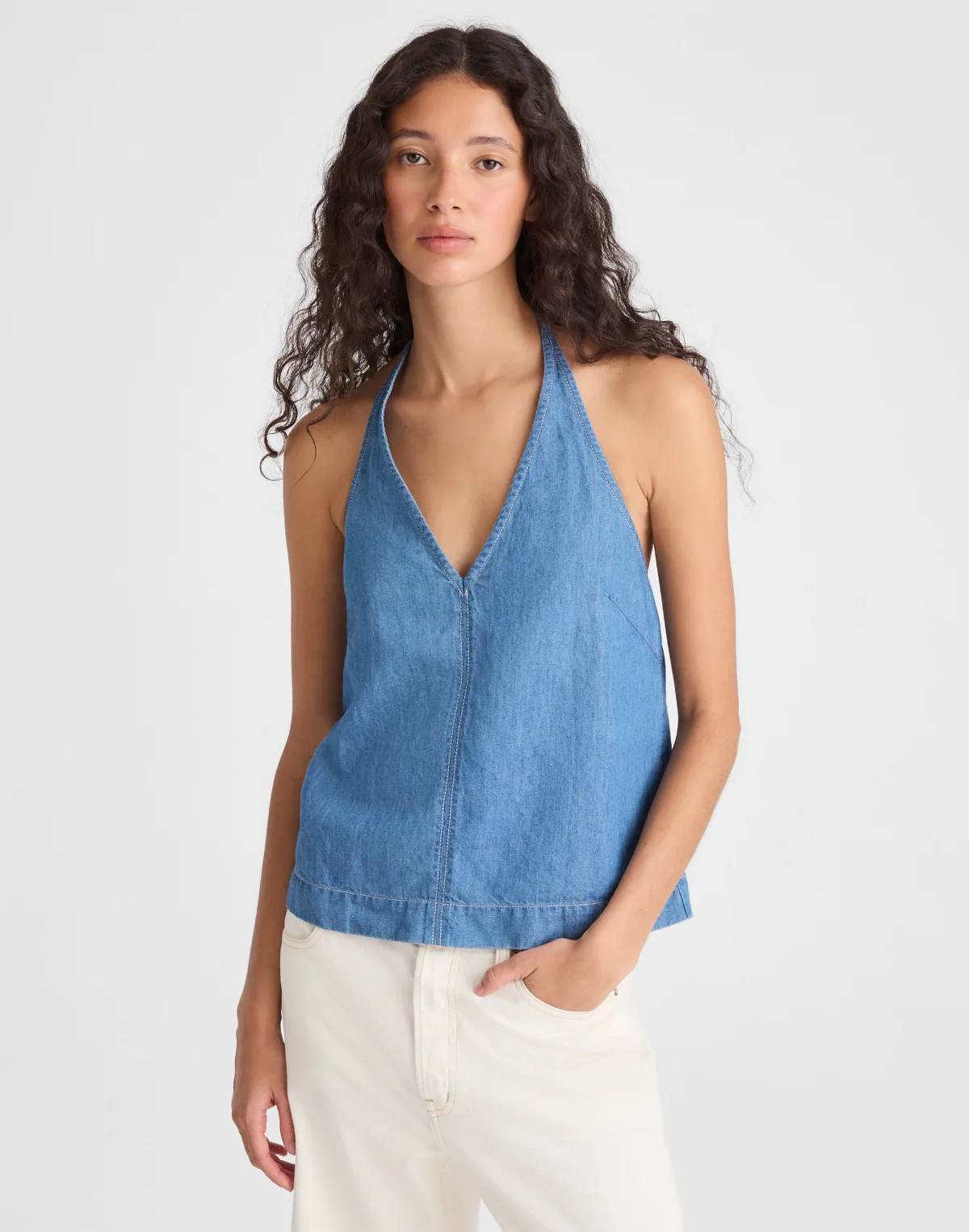 Denim Halter Shell Top by MW