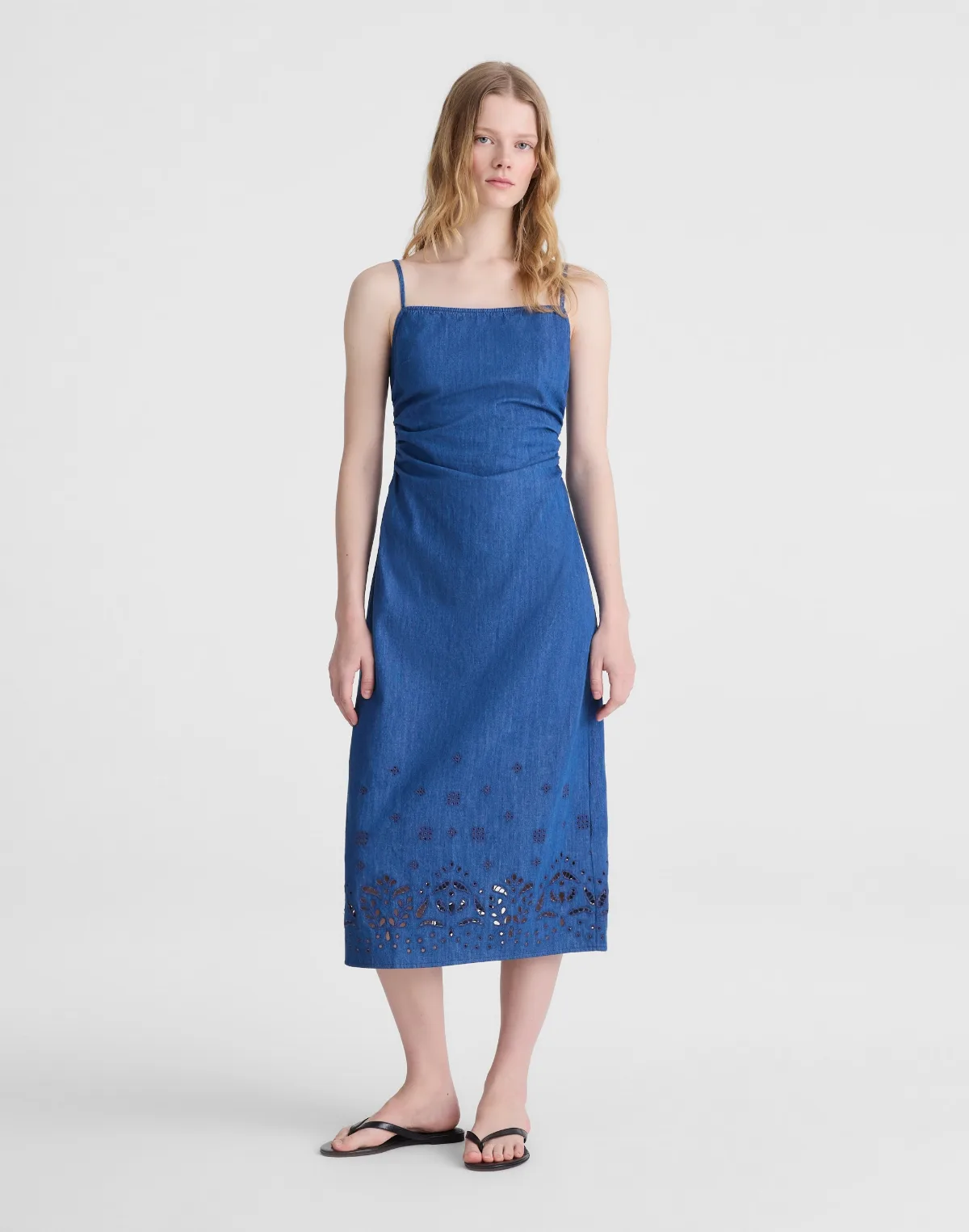 Denim Eyelet Midi Dress by MW