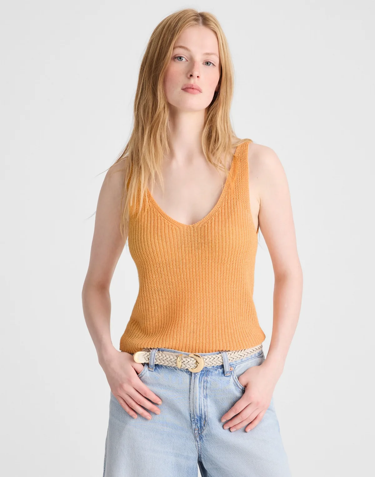 V-Neck Sweater Tank in 100% Linen by MW
