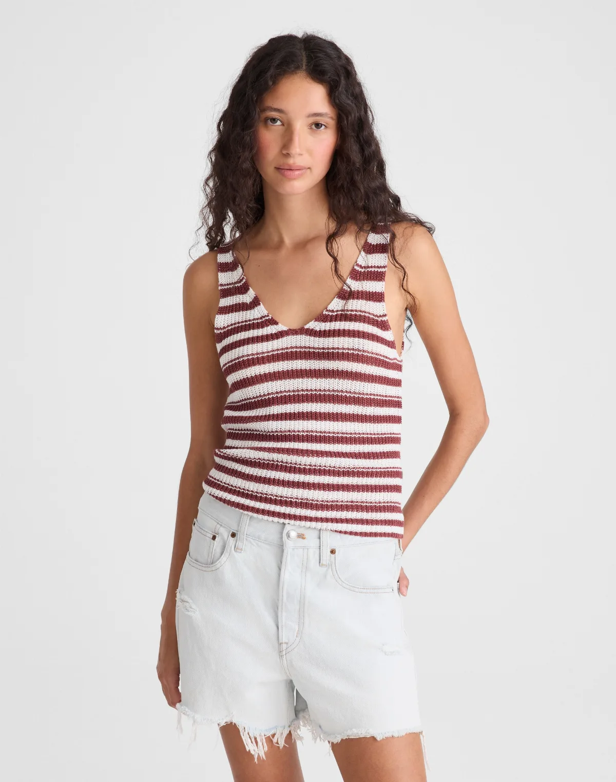 V-Neck Sweater Tank in 100% Linen by MW