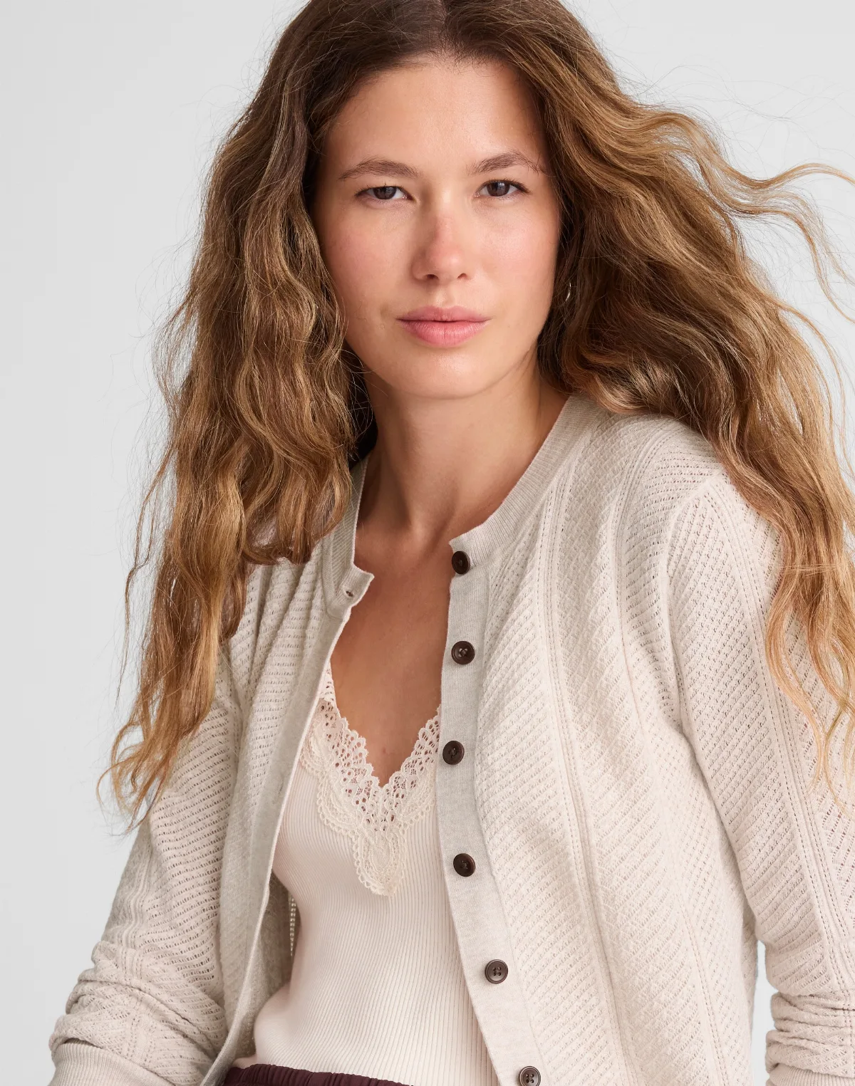The Signature Knit Pointelle Cardigan by MW