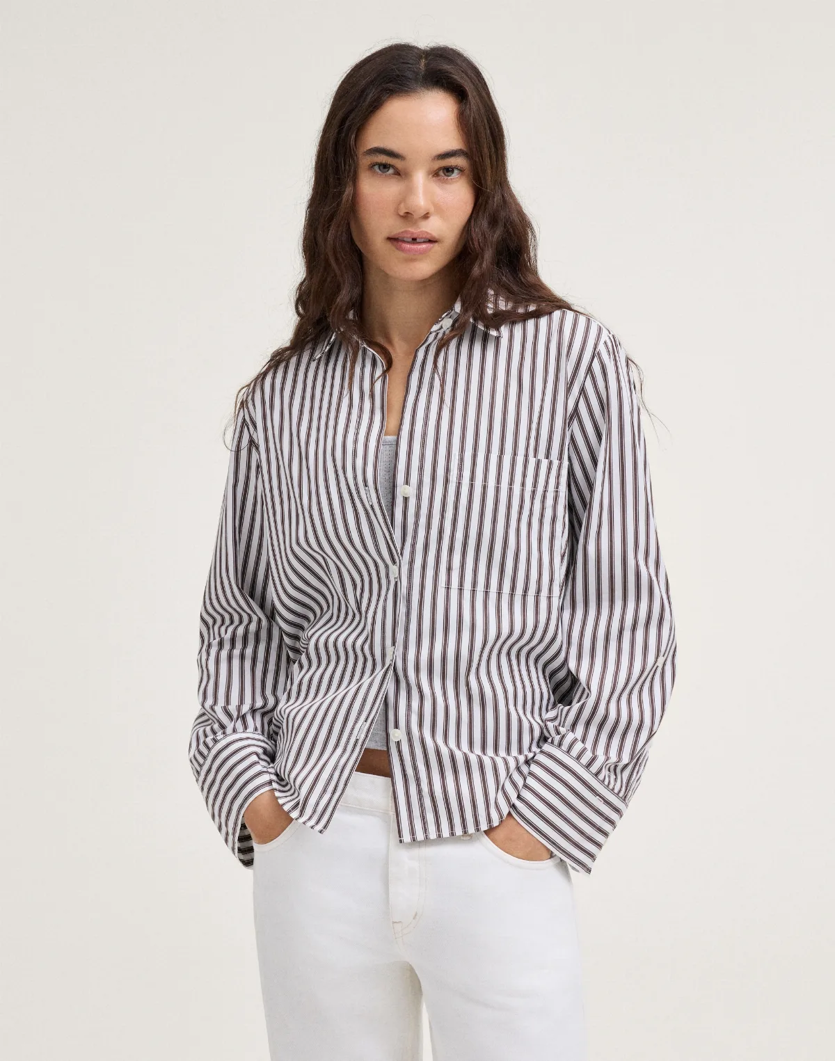 The Signature Y-Neck Shirt in Stripe