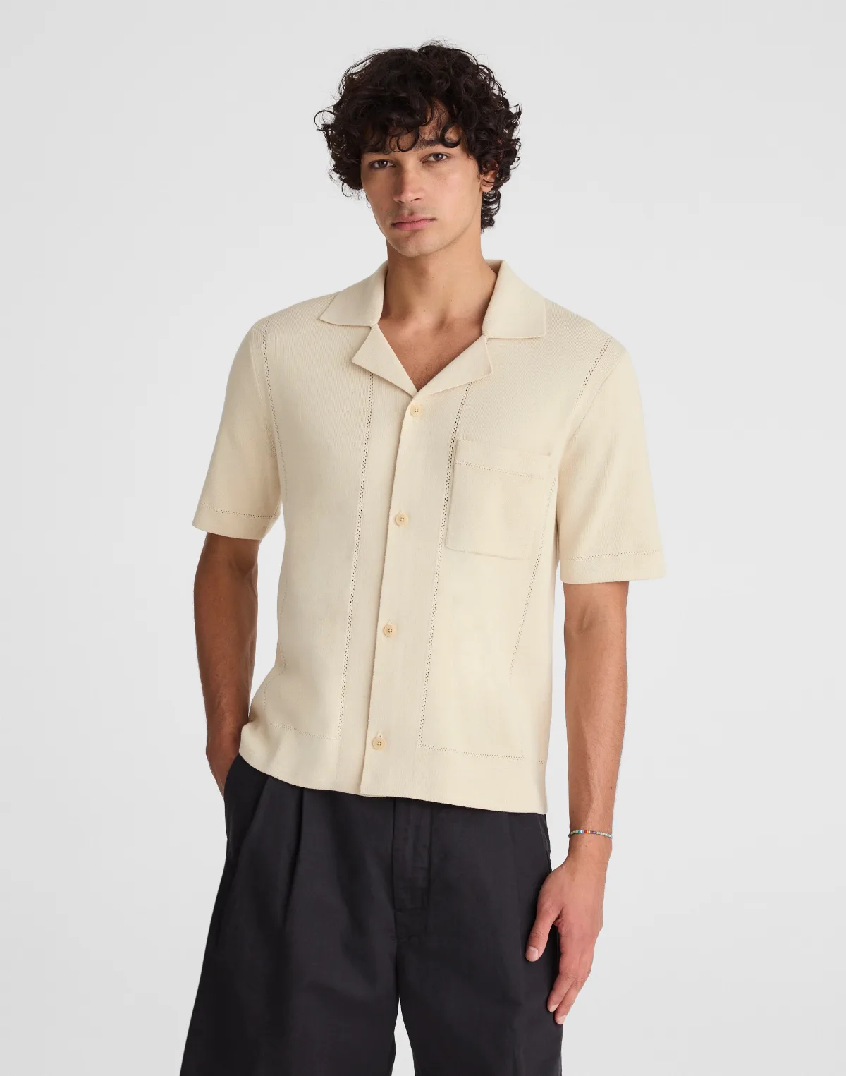Knit Short-Sleeve Boxy Shirt