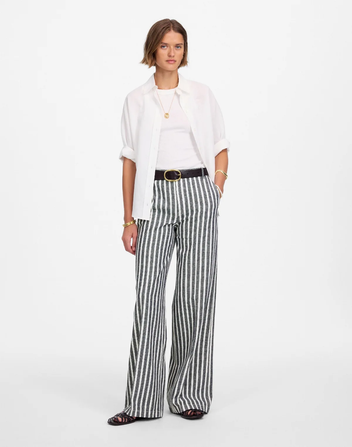 The Zoe Relaxed Wide Pant in Linen-Cotton Blend by MW