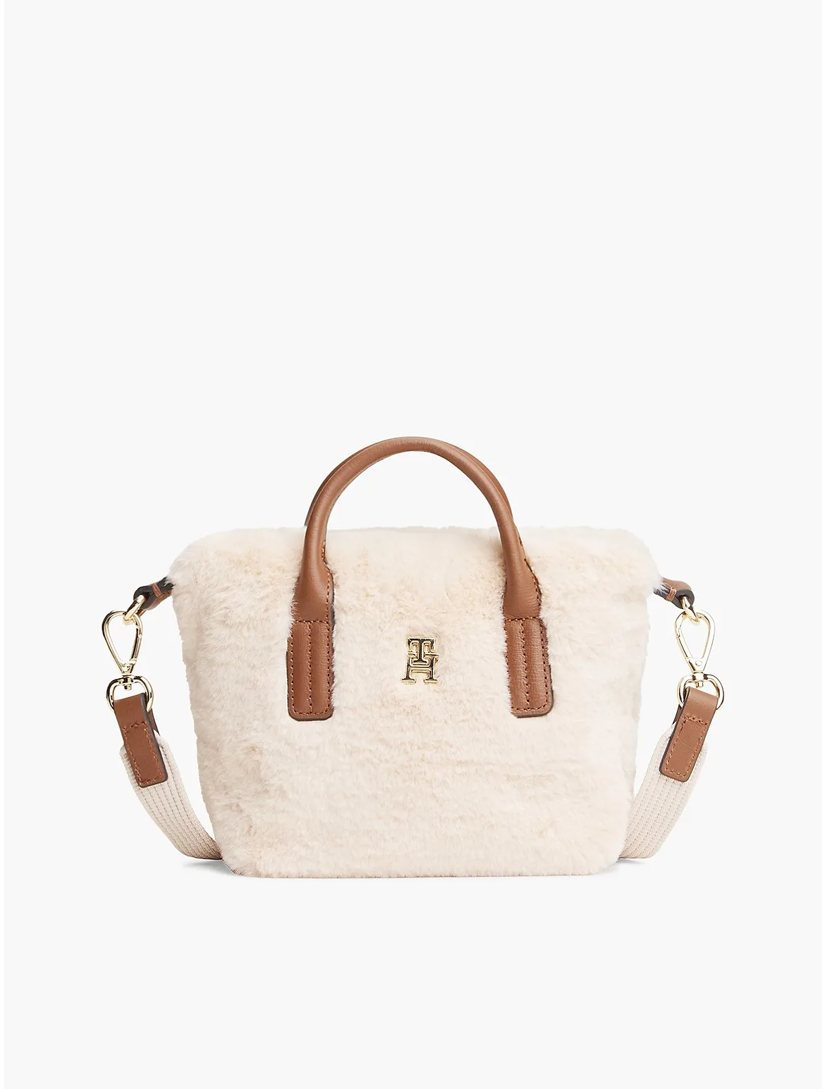 Monogram Faux Fur Micro Tote Bag by Tommy Hilfiger