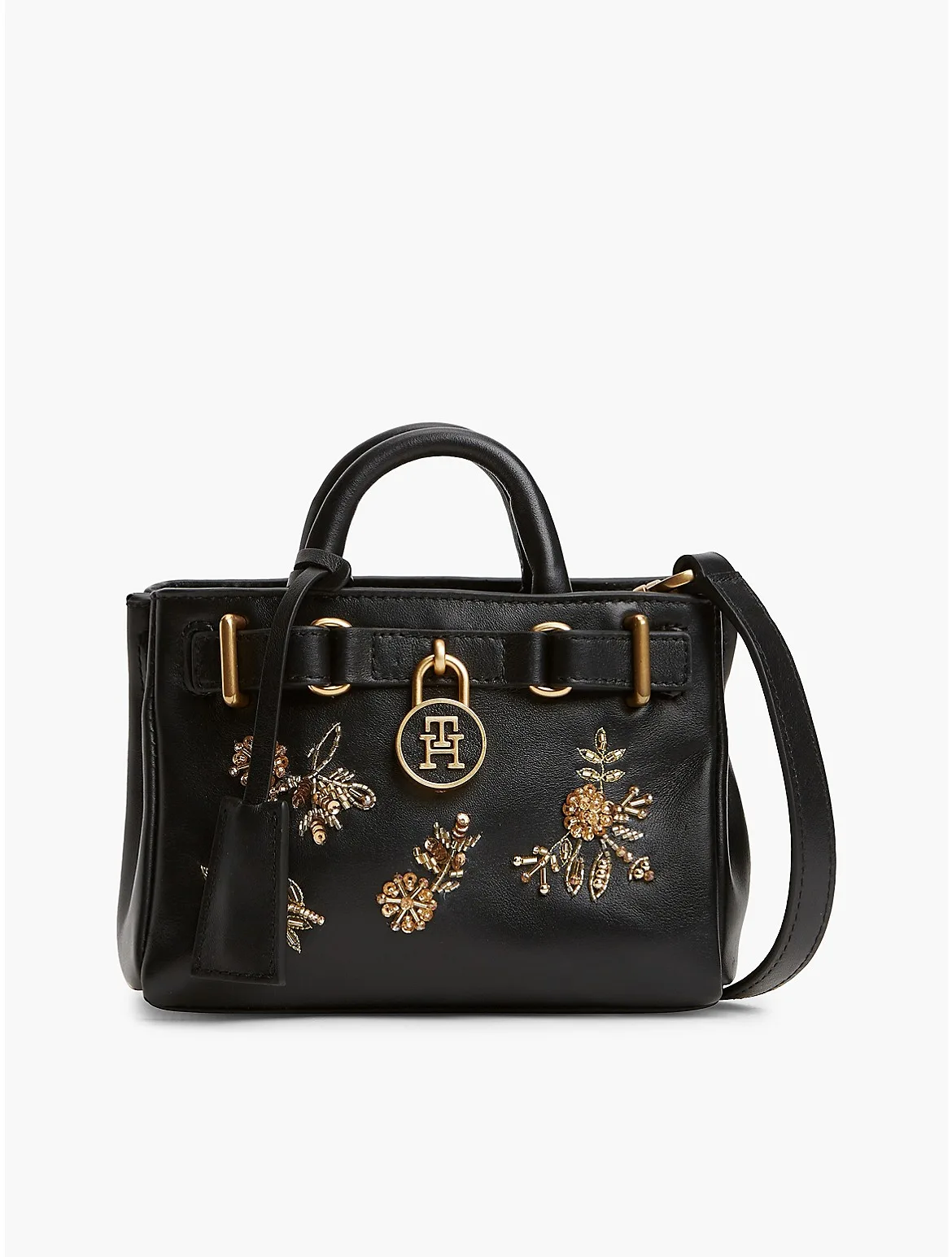 Floral Motif Leather Micro Tote Bag by Tommy Hilfiger