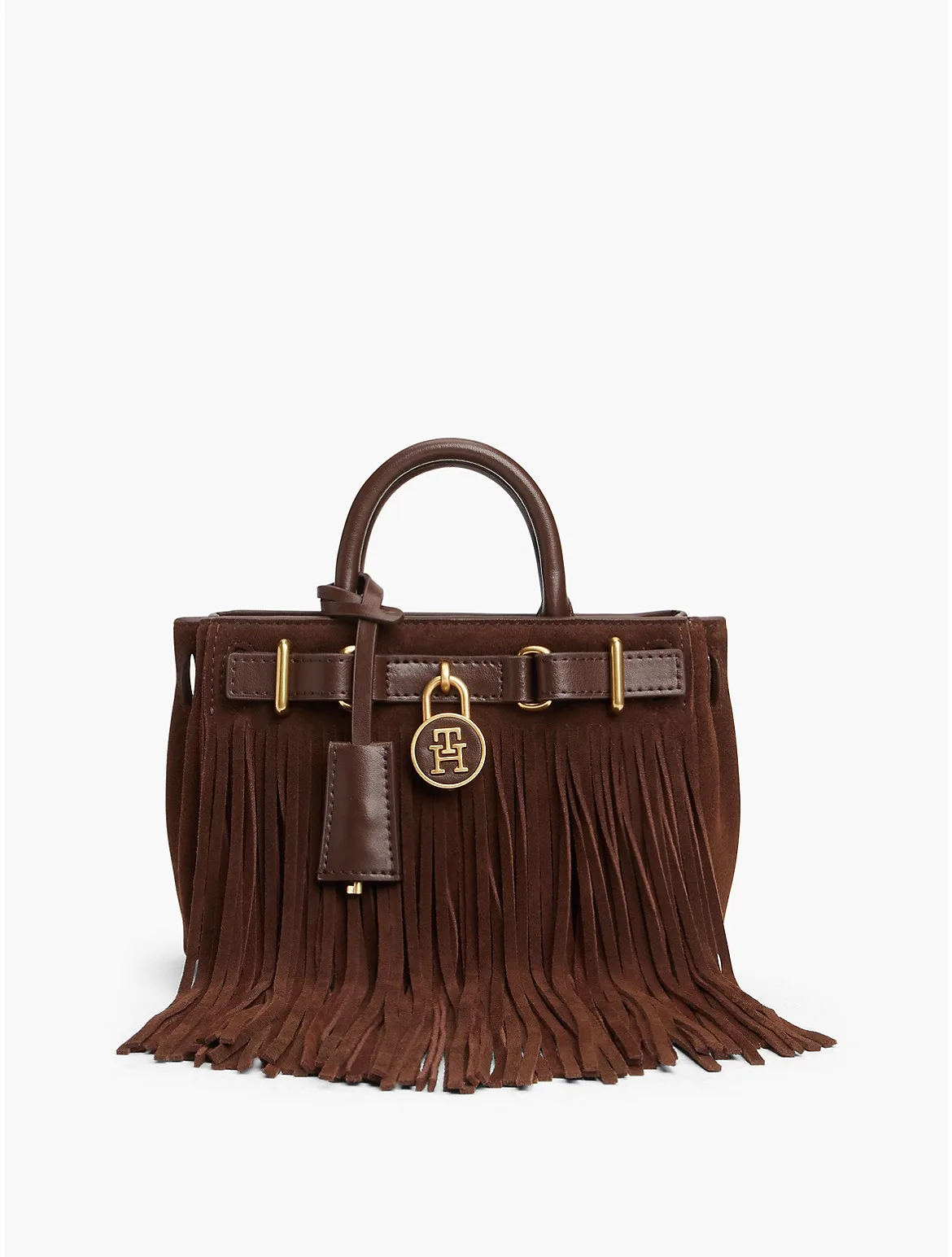 Fringed Suede & Leather Micro Tote Bag by Tommy Hilfiger