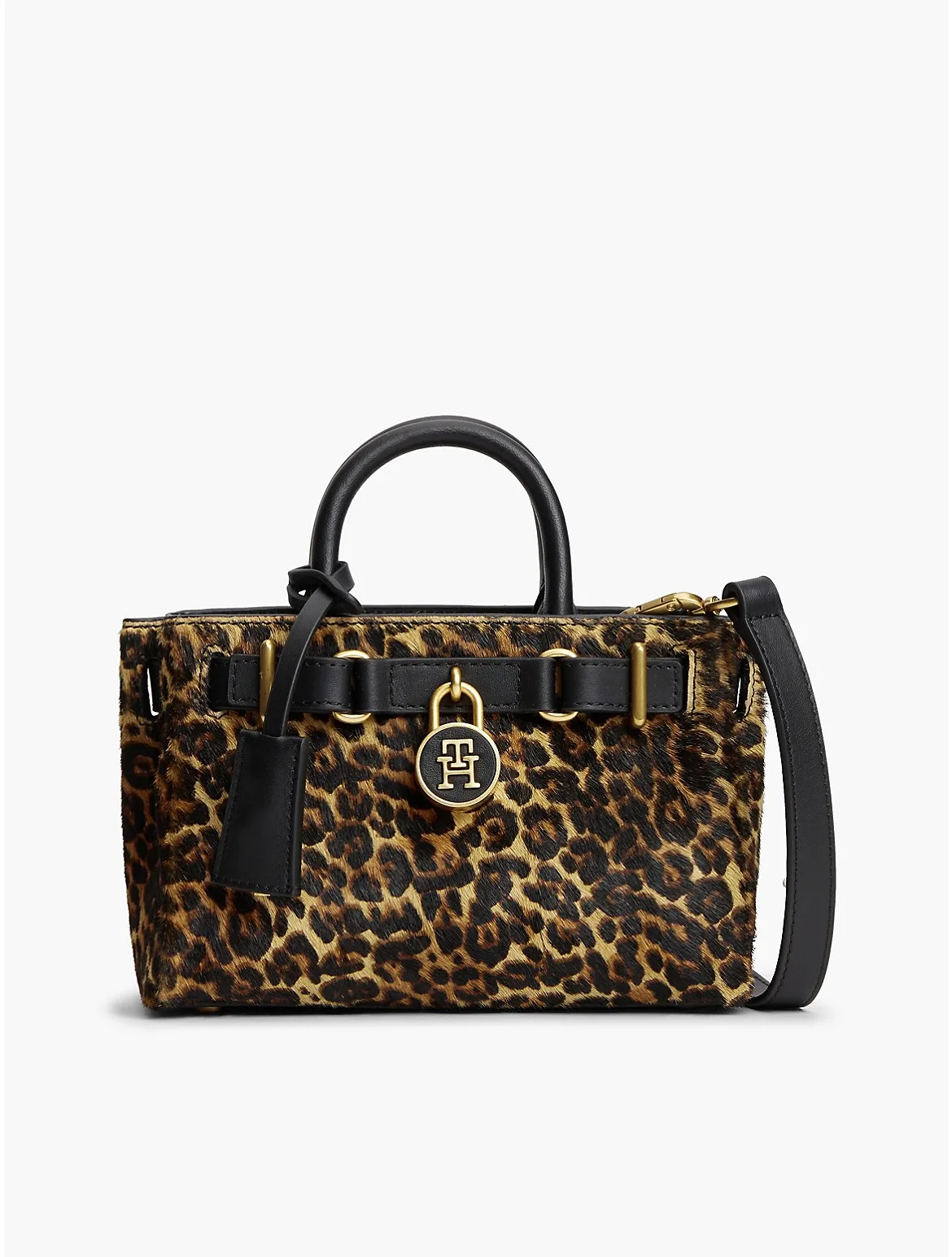 Leopard Print Calf Hair Micro Tote Bag by Tommy Hilfiger